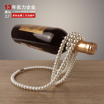A Pearl Necklace Wine Rack Suspended Red Wine Rack Creative Home Desktop Decoration Light Luxury Ornament