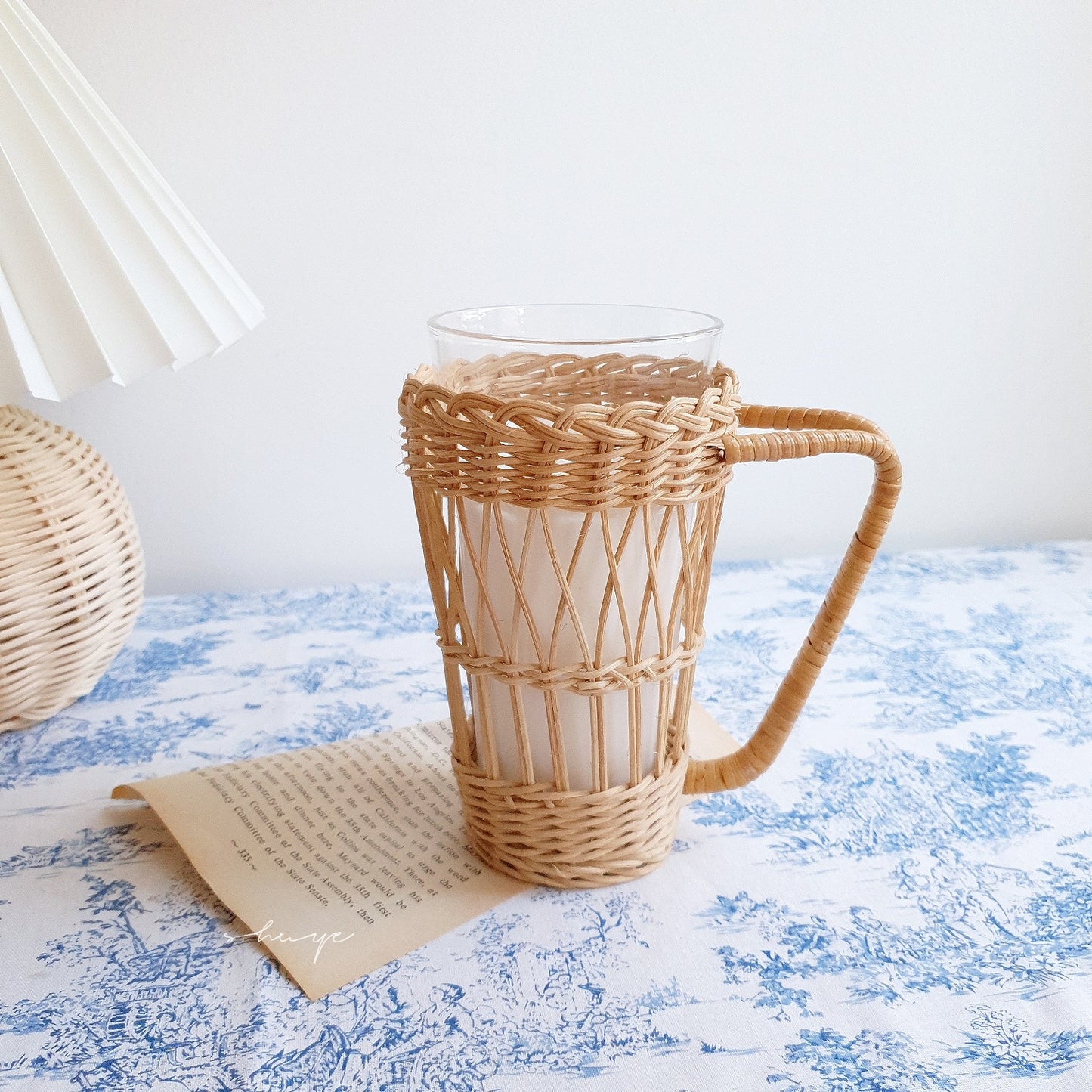 غطاء كوب من الخيزران الأبيض الإندونيسي الياباني 