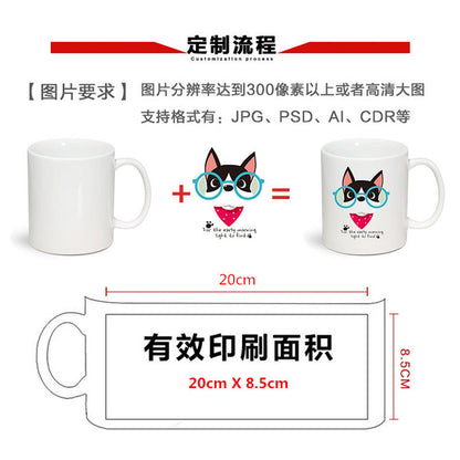 A creative coated ceramic cup color-changing water cup custom LOGO heat transfer mug
