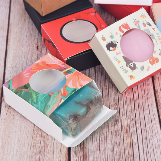 A Handmade soap small pendant packaging box, simple air cushion box, colorful cute jewelry box, sandalwood paper box MOQ: 2000PIECE - Mixbatch