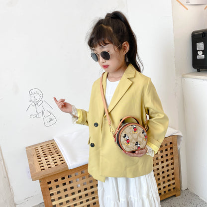 A European and American trend children's bag personalized letters niche Internet celebrity girl hand carry messenger bag baby accessories round bag