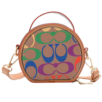 A European and American trend children's bag personalized letters niche Internet celebrity girl hand carry messenger bag baby accessories round bag