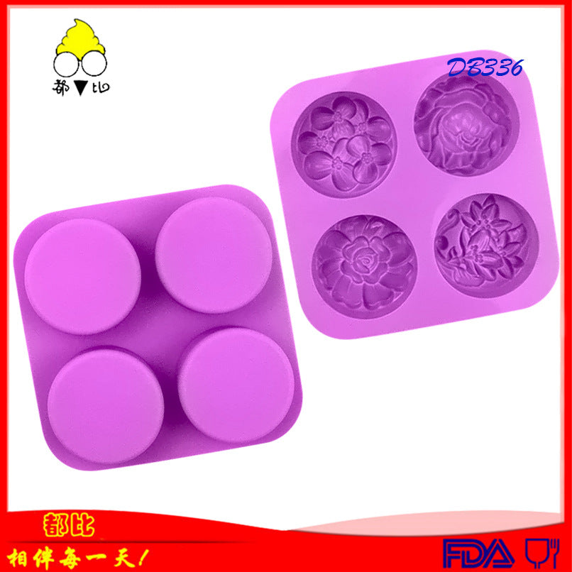A all than, silicone cake mold 4 even round different flowers, chocolate mold DIY three-dimensional handmade aromatherapy soap mold MOQ;10 PIECE - Mixbatch