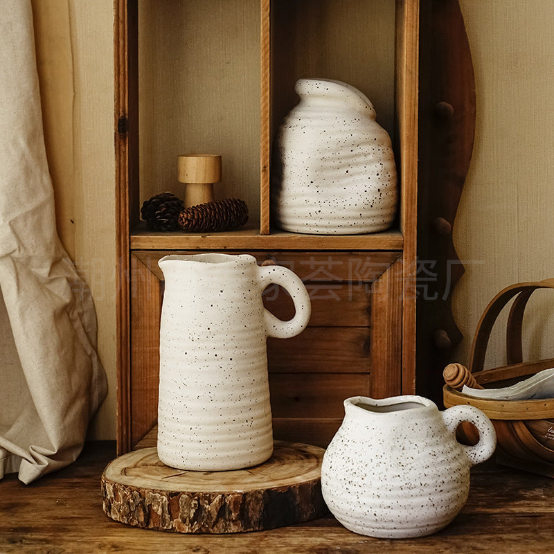 A =pastoral ceramic large vase ornament living room soft ins advanced sense retro home art flower ware