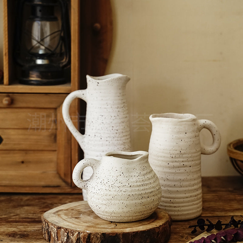 A =pastoral ceramic large vase ornament living room soft ins advanced sense retro home art flower ware