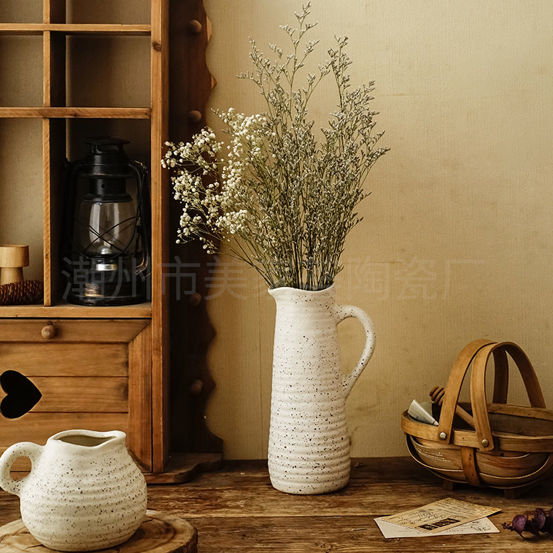 A =pastoral ceramic large vase ornament living room soft ins advanced sense retro home art flower ware