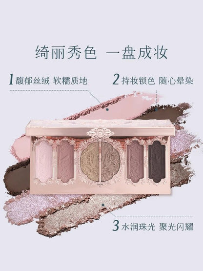 P flower knows butterfly cloud shoulder six-color eyeshadow disc matte fine flash pearlescent