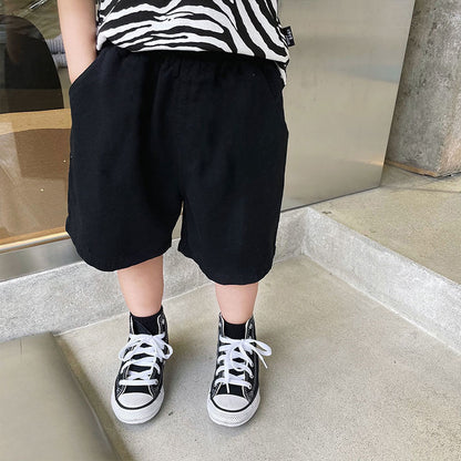 P Spring, summer and autumn outer wear boys and girls leggings casual five-point pants