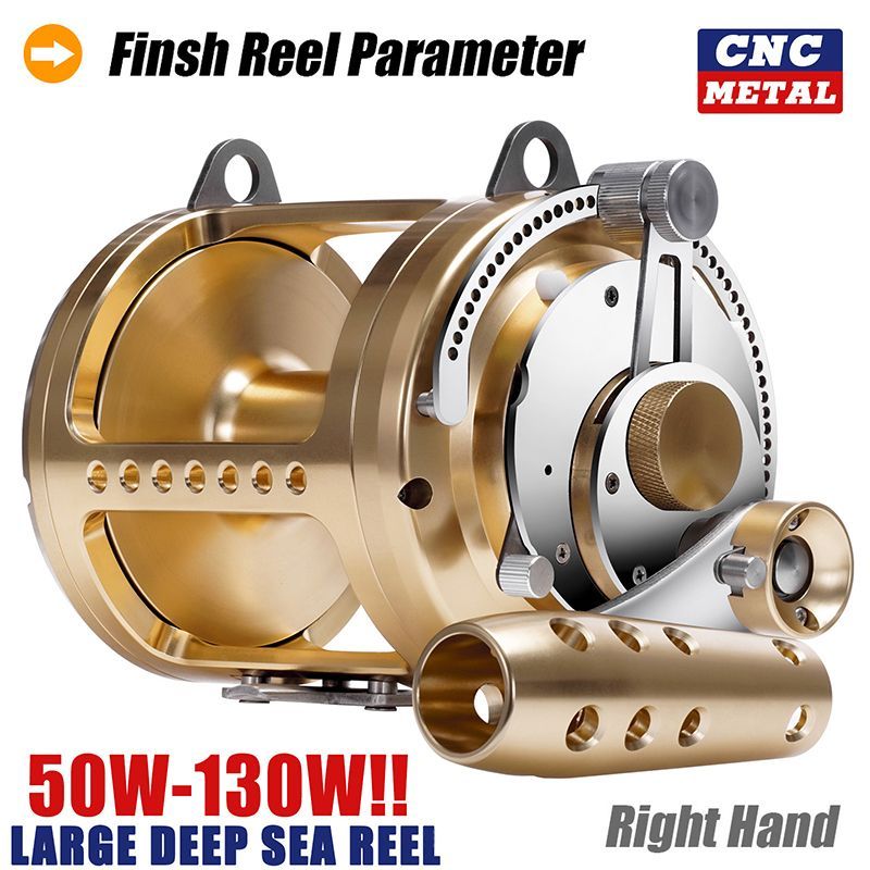 A oversized model all-metal drum CNC deep-sea iron plate steamer fishing sea fishing slow rock fishing giant golden gun wheel