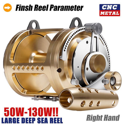 A oversized model all-metal drum CNC deep-sea iron plate steamer fishing sea fishing slow rock fishing giant golden gun wheel
