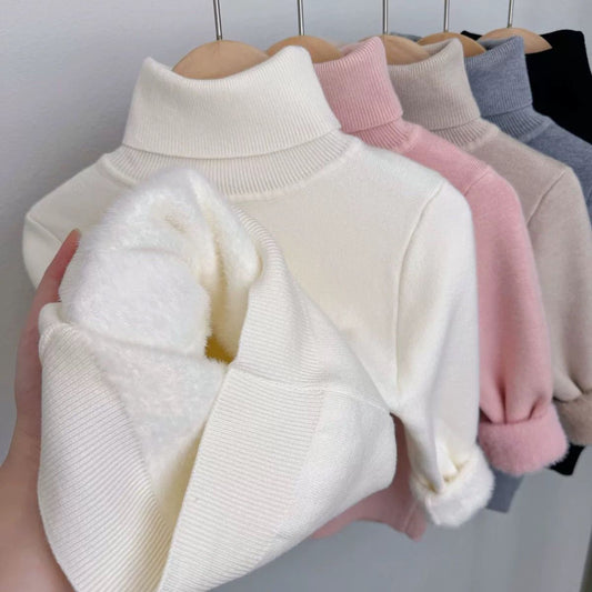 P Children's fleece turtleneck knitted sweater