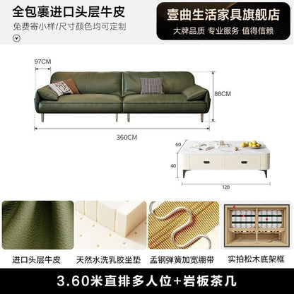 皮艺沙发轻奢现代极简客厅组合直排三人沙发 - Mixbatch
