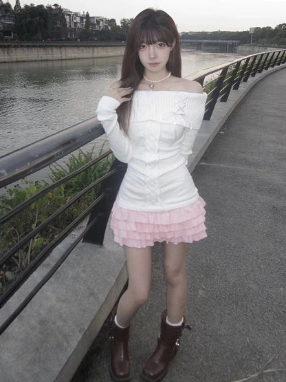 A autumn and winter pure desire to open the fork Korean version of gentle Spice Girl new knitted sweater design