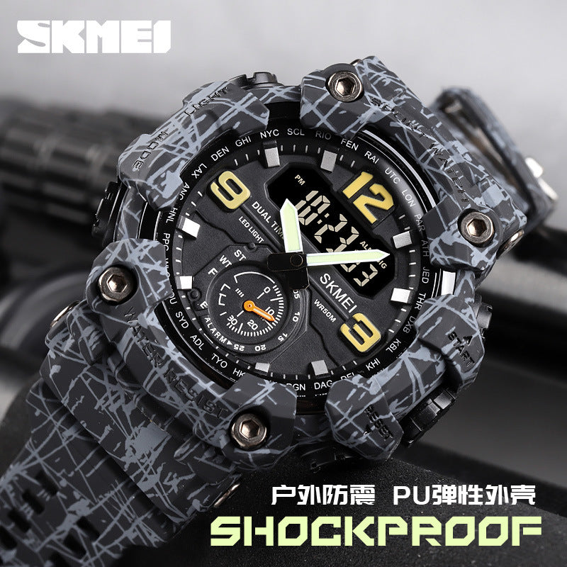 A Moment Beautiful Cool Men's Outdoor Sports Watch Large Dial Multifunctional Waterproof Electronic Watch Men's Wholesale