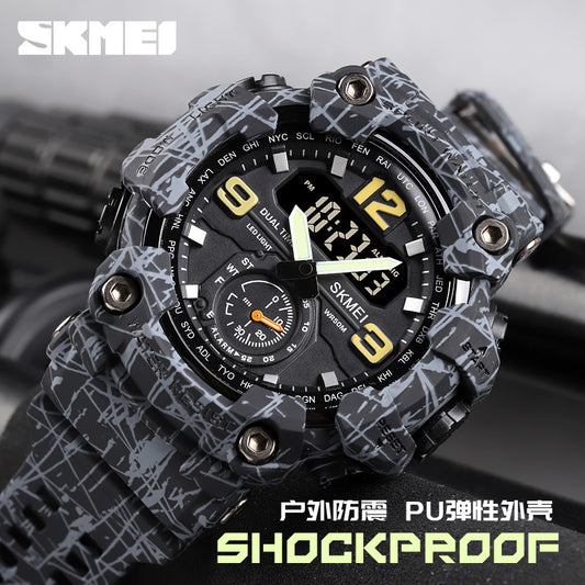 A Moment Beautiful Cool Men's Outdoor Sports Watch Large Dial Multifunctional Waterproof Electronic Watch Men's Wholesale