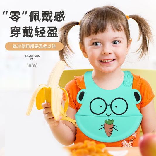 Baby silicone rice pocket waterproof leave-in baby three-dimensional bib children children large saliva pocket adjustable rice pocket