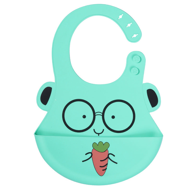 Baby silicone rice pocket waterproof leave-in baby three-dimensional bib children children large saliva pocket adjustable rice pocket
