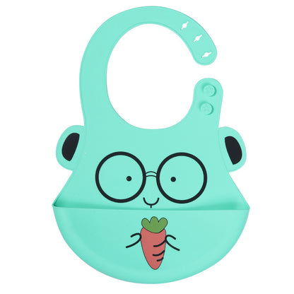 Baby silicone rice pocket waterproof leave-in baby three-dimensional bib children children large saliva pocket adjustable rice pocket