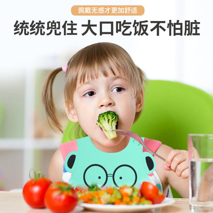 Baby silicone rice pocket waterproof leave-in baby three-dimensional bib children children large saliva pocket adjustable rice pocket