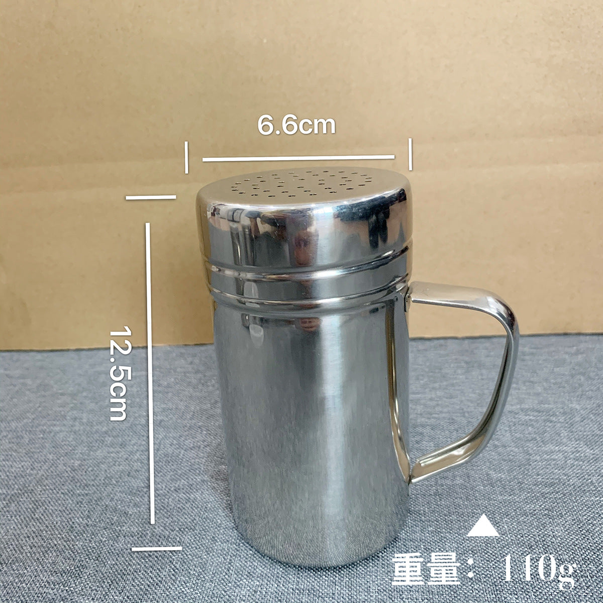 A 304 stainless steel dusting can with lid, moisture-proof with handle, flour sieve, Korean powder cartridge, baking utensils, coffee utensils