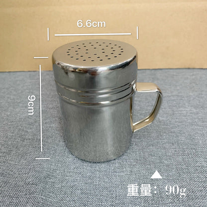 A 304 stainless steel dusting can with lid, moisture-proof with handle, flour sieve, Korean powder cartridge, baking utensils, coffee utensils