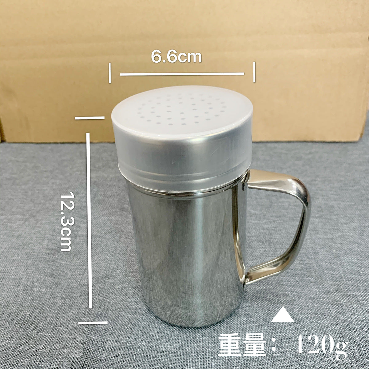 A 304 stainless steel dusting can with lid, moisture-proof with handle, flour sieve, Korean powder cartridge, baking utensils, coffee utensils