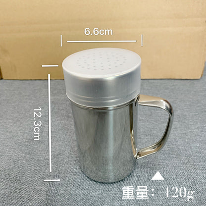 A 304 stainless steel dusting can with lid, moisture-proof with handle, flour sieve, Korean powder cartridge, baking utensils, coffee utensils