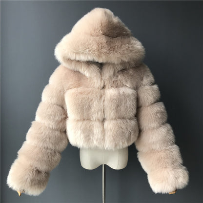 A fur coat imitation fox fur