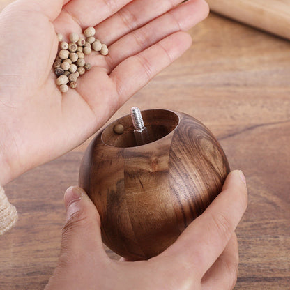 Hand-grinding pepper grinder Wooden black pepper particle grinding tool thickness adjustable freshly ground pepper seasoning bottle. - Mixbatch