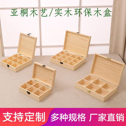 P large solid wood box multi-grid storage box tea gift box