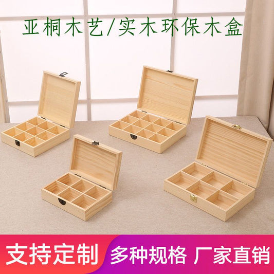 P large solid wood box multi-grid storage box tea gift box