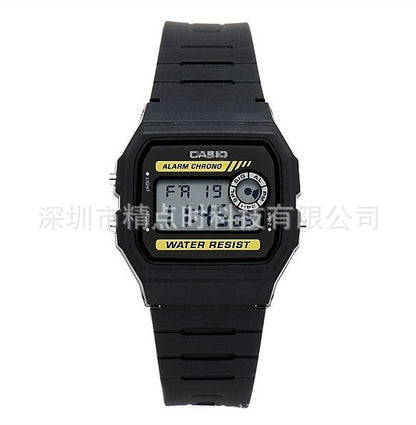 A popular retro digital display timing alarm clock lights multi-functional sports student electronic watch cold light F-91W