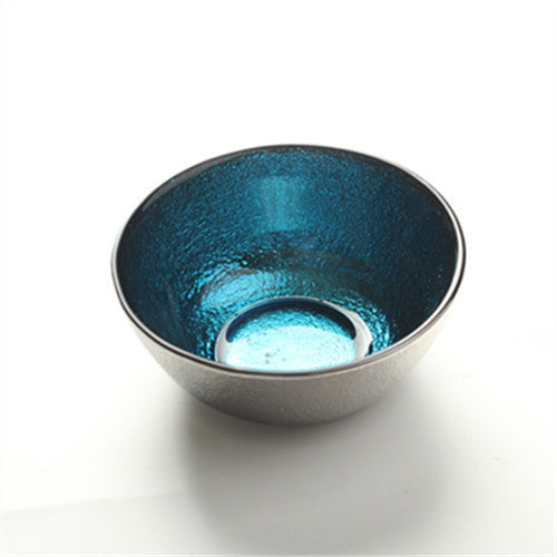 A Creative Plated Salad Bowl Sky Blue Snack Plate Stained Glass Dipping Plate Seasoning Plate