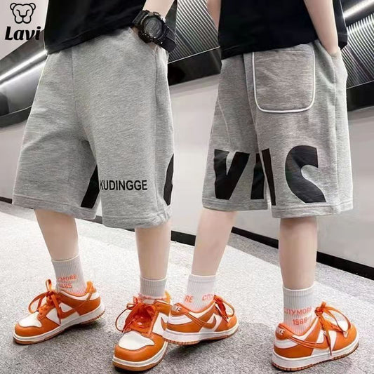 P summer pants new middle-aged and older children's summer middle pants boys thin sweatpants 74.2% COTTON