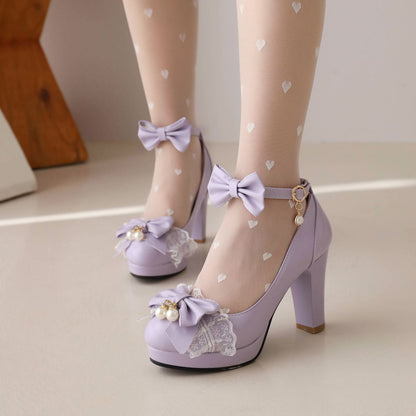 P lolita bow lace high heels