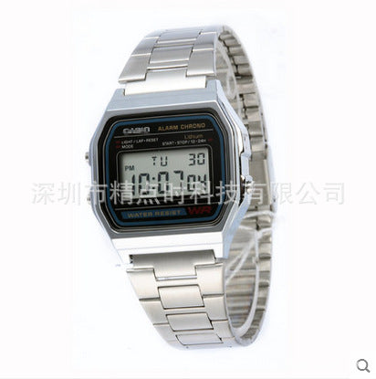 A popular retro digital display timing alarm clock lights multi-functional sports student electronic watch cold light F-91W