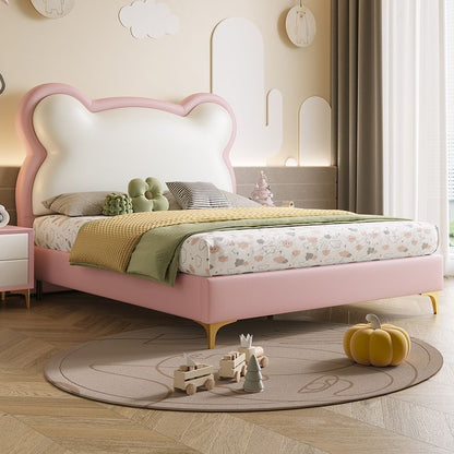 P soft bag solid wood bed children's bed boys and girls single bed European children Internet celebrity simple modern cloud soft bag bed