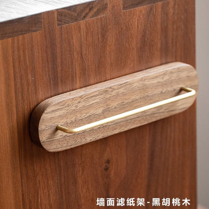 حامل ورق ترشيح من خشب الجوز الأسود الصلب والنحاس 