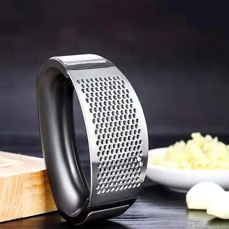 Stainless steel hand-operated ring garlic press garlic mashed garlic artifact pounded garlic scoop household kitchen garlic powder shooting tool. - Mixbatch