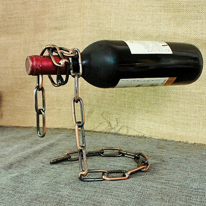 A personalized fashion red wine bottle holder European creative suspended wrought iron rope wine rack ornament