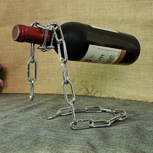 A personalized fashion red wine bottle holder European creative suspended wrought iron rope wine rack ornament