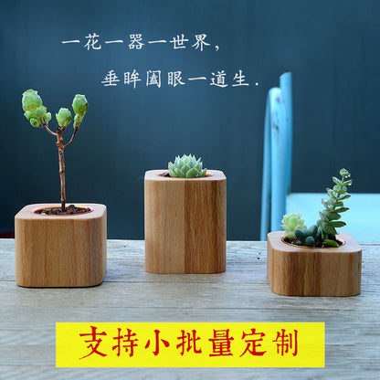 P succulent flower pot black walnut solid wood table ornament