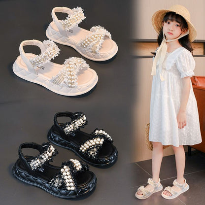 P summer new sandals girls open-toed Korean version princess small fragrant wind pearl single shoes trendy cute little big children's shoes