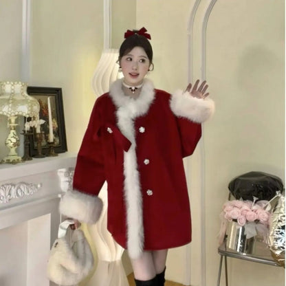 P fur collar jacket