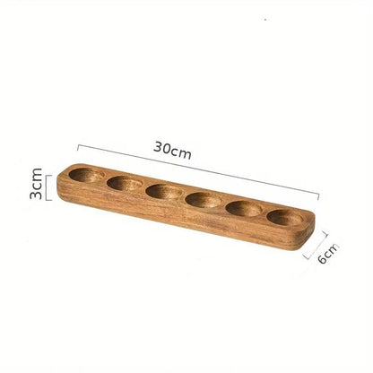 P Japanese-style solid wood egg storage box Acacia wood tray