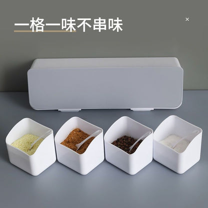 Seasoning box set, household combination set, kitchen supplies, salt, sugar, monosodium glutamate, four compartment storage, integrated multi compartment seasoning jar - Mixbatch