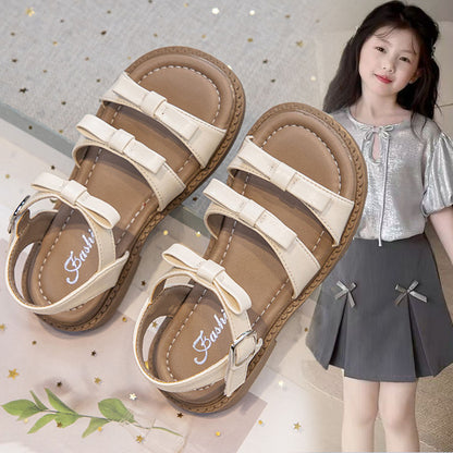 P new summer summer girl beach soft bottom Roman big children sandals