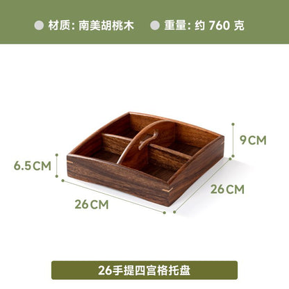 P walnut double grid dried fruit plate multi grid round fruit snack plate