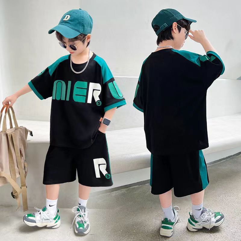 P children's clothing boys summer clothing suit new middle-aged and older children's summer boys thin summer clothing sports handsome and quick-drying
