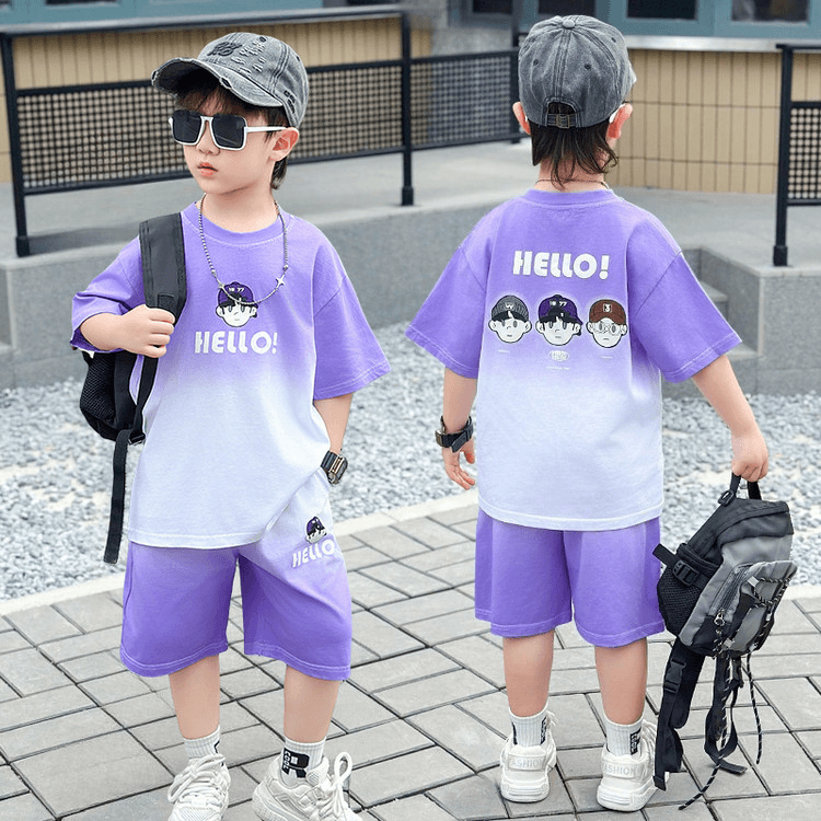 P Tongsen Children's Horse Children's Clothing Boys Short Sleeve T-Shirt Set